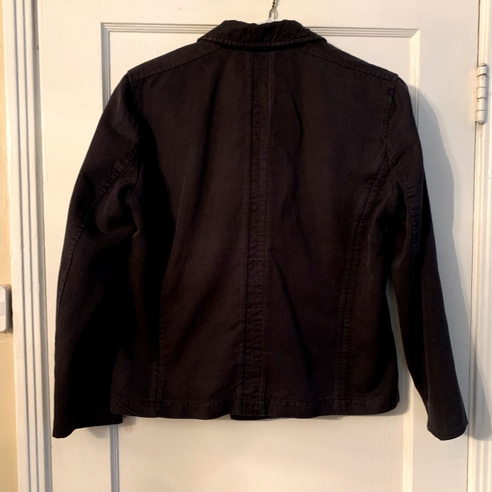 All Saints pea-coat style/short trench coat. Black. Sleeves altered, see photos.